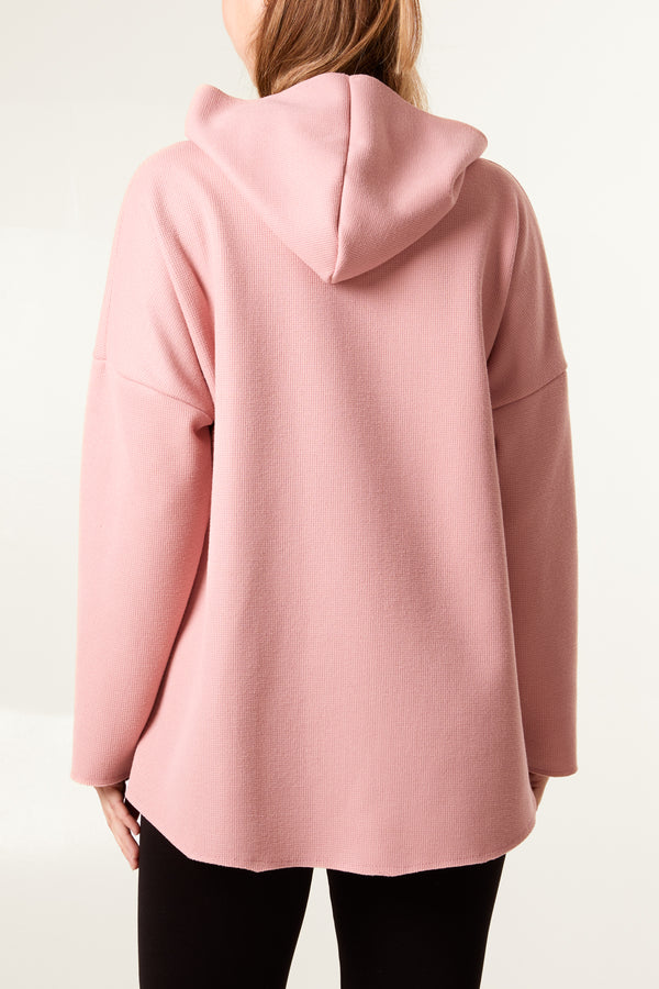 Qed London Textured Jersey Zip Up Hoodie