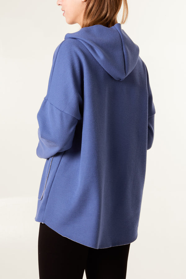 Qed London Textured Jersey Zip Up Hoodie