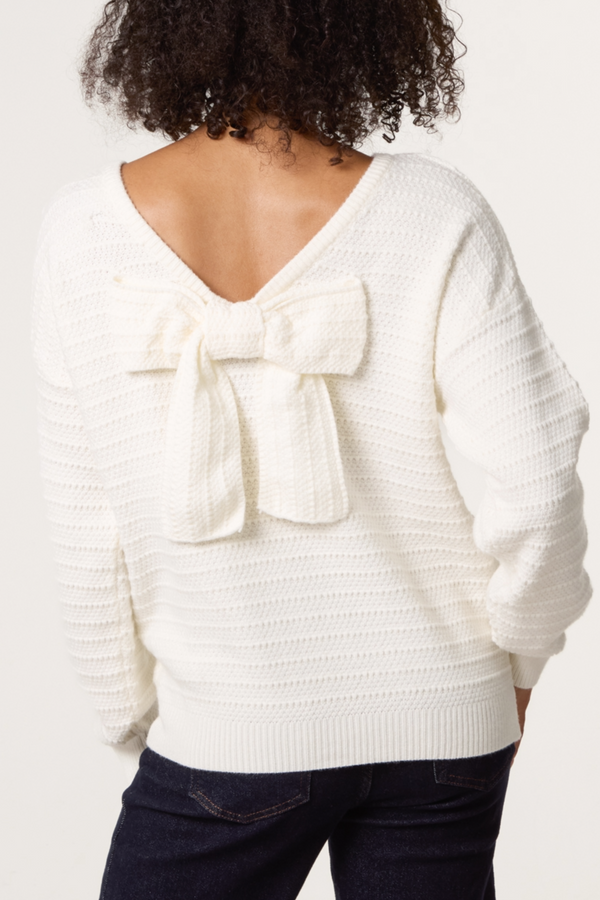Qed London Textured Knit Bow Back Jumper