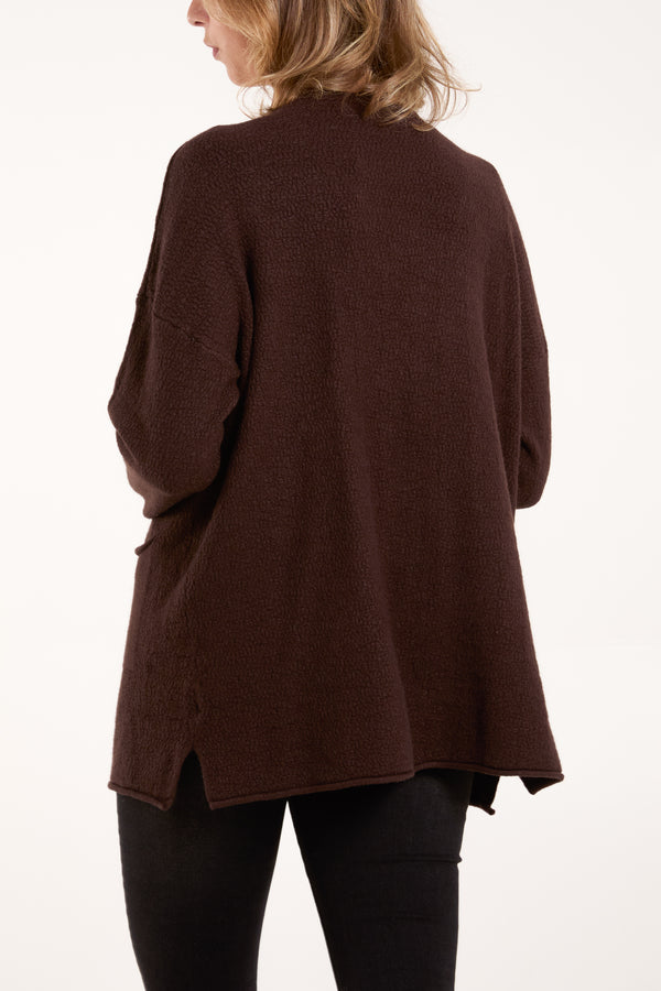 Qed London Textured Long Sleeve Pocket Cardigan