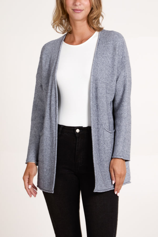 Qed London Textured Long Sleeve Pocket Cardigan