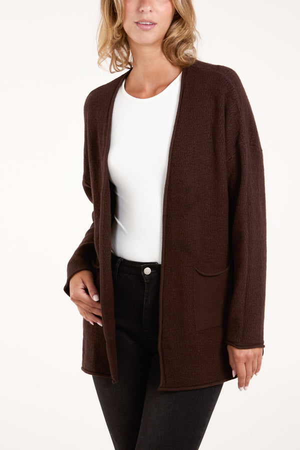 Qed London Textured Long Sleeve Pocket Cardigan
