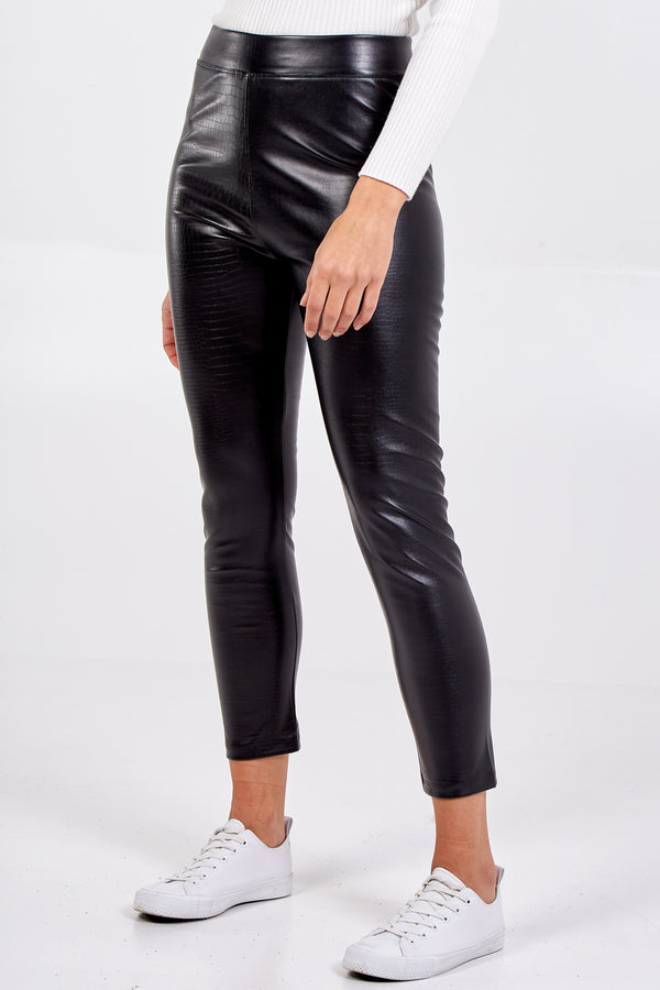 qed london Textured PU Legging