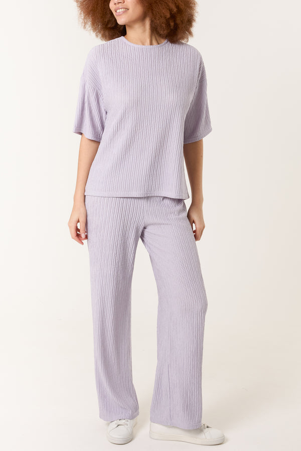 Qed London Textured T-Shirt & Trouser Set