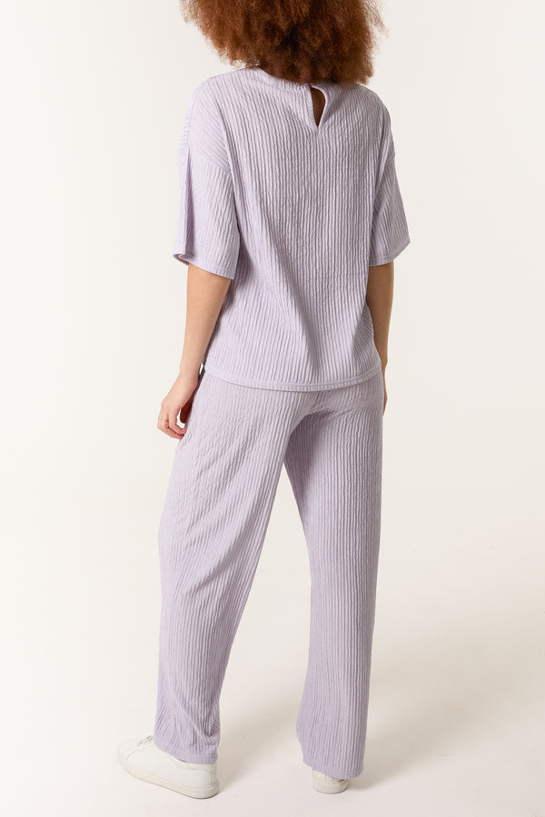 Qed London Textured T-Shirt & Trouser Set