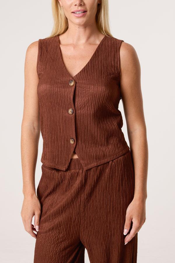 Qed London Textured Waistcoat & Trouser Set