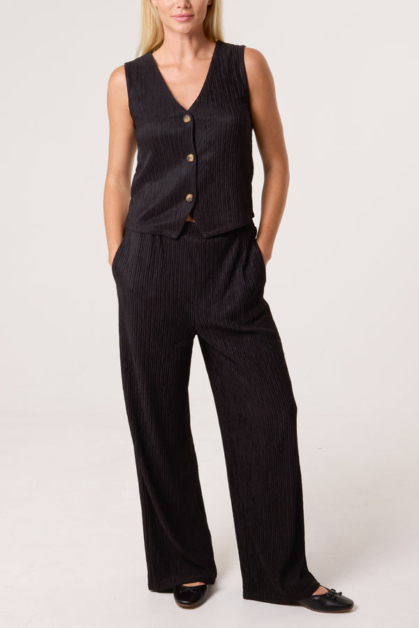 Qed London Textured Waistcoat & Trouser Set