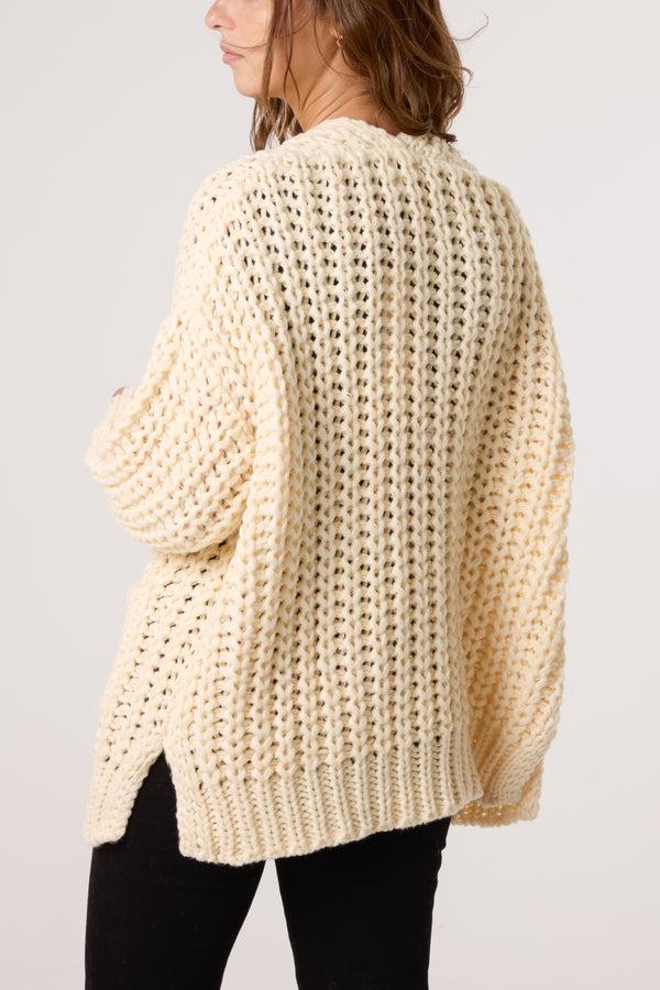 Qed London Thick Cable Knit Pockets Cardigan