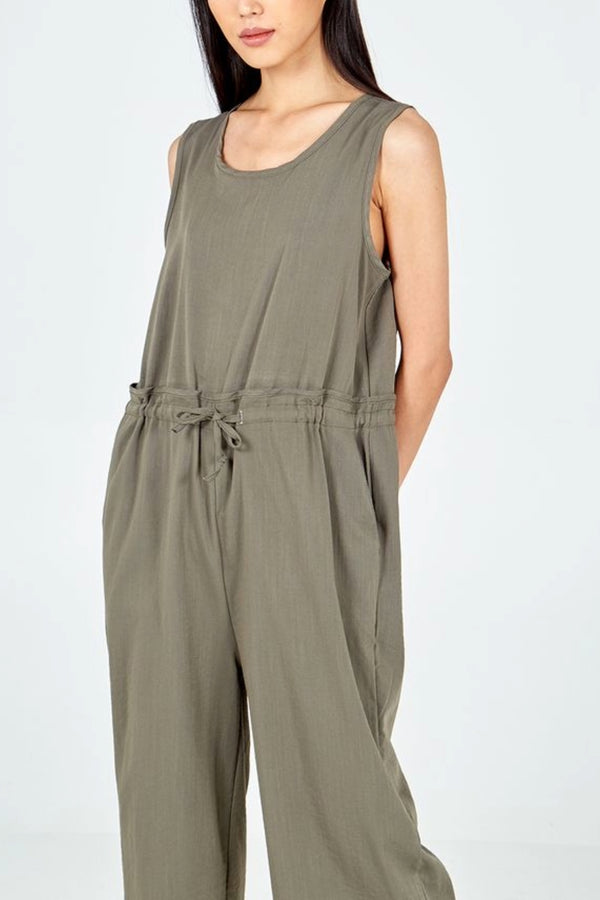Qed London Three Quarter Leg Tie Waist Jumpsuit