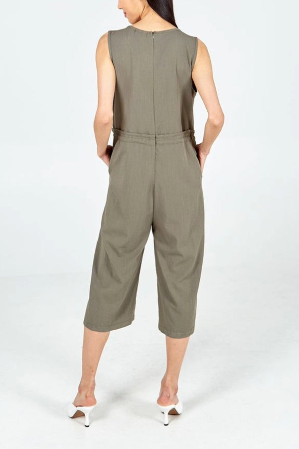 Qed London Three Quarter Leg Tie Waist Jumpsuit