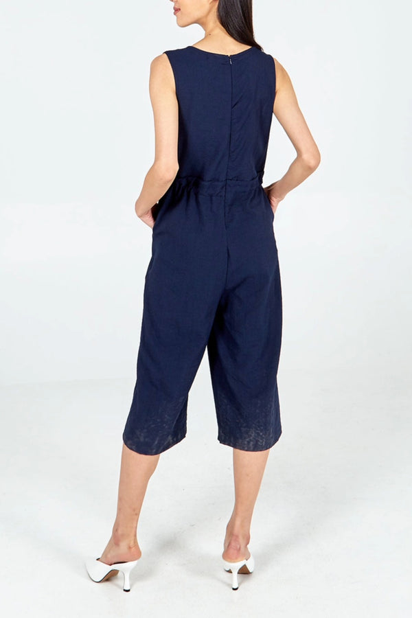Qed London Three Quarter Leg Tie Waist Jumpsuit