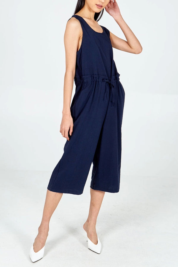 qed london Three Quarter Leg Tie Waist Jumpsuit