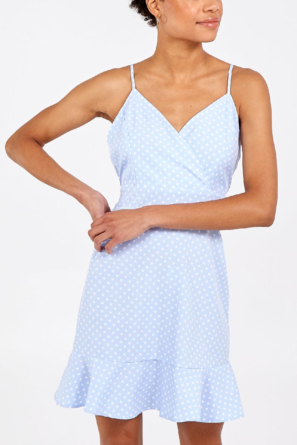 Qed London Tie Back Polka Dot Cami Dress