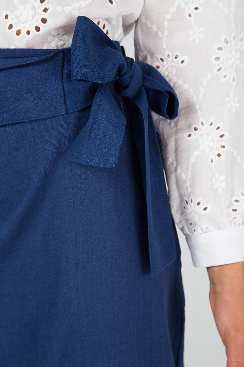 Qed London Tie Detail Midi Skirt