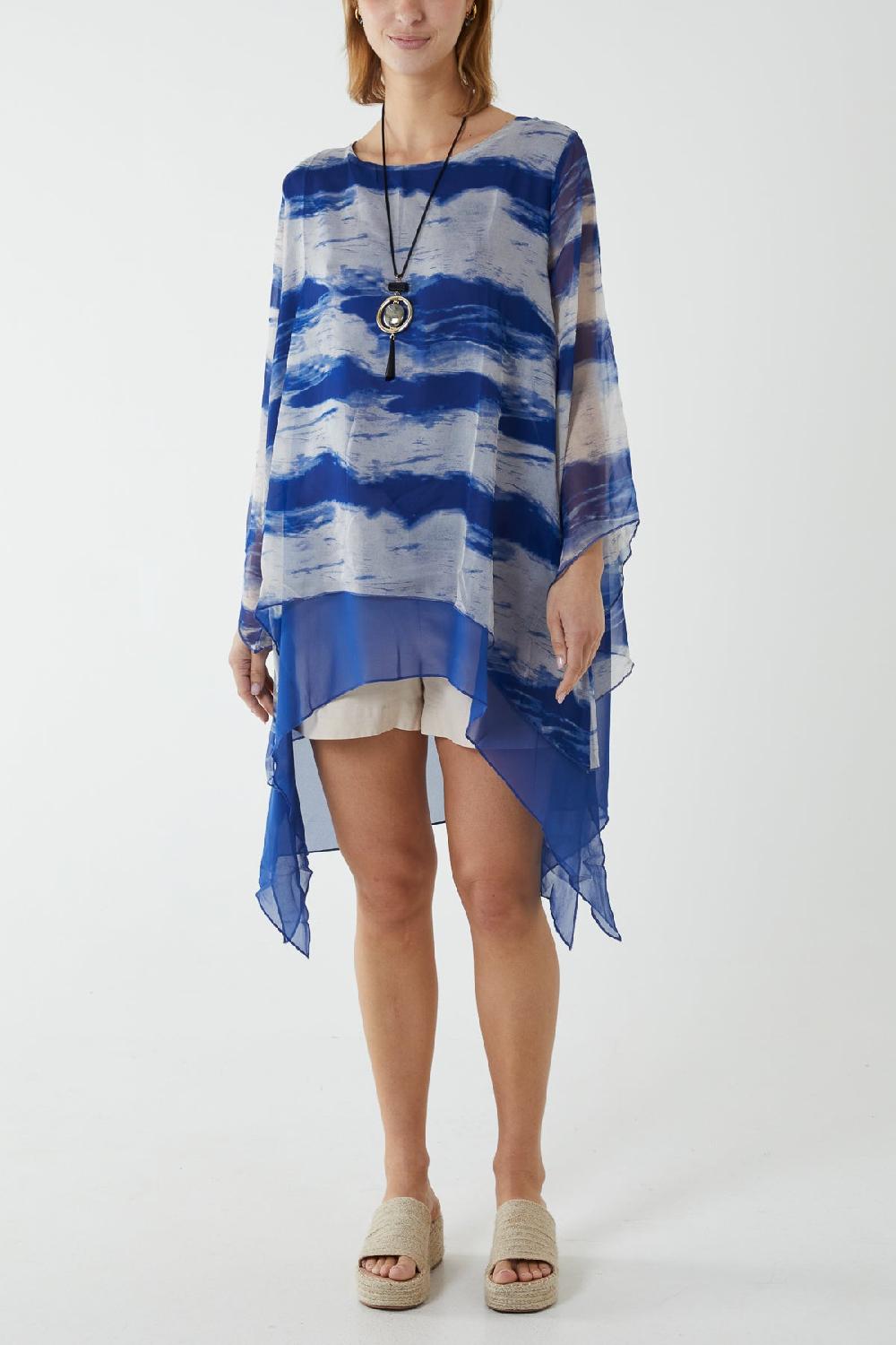 Qed London Tie Dye Mesh Overlay Necklace Top