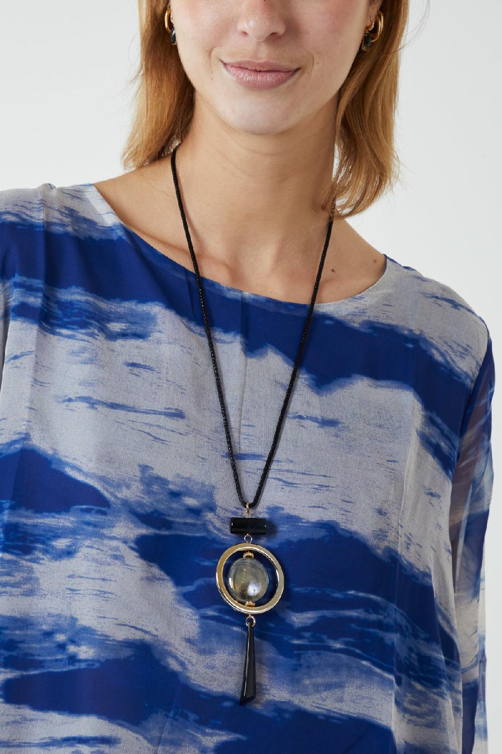 Qed London Tie Dye Mesh Overlay Necklace Top