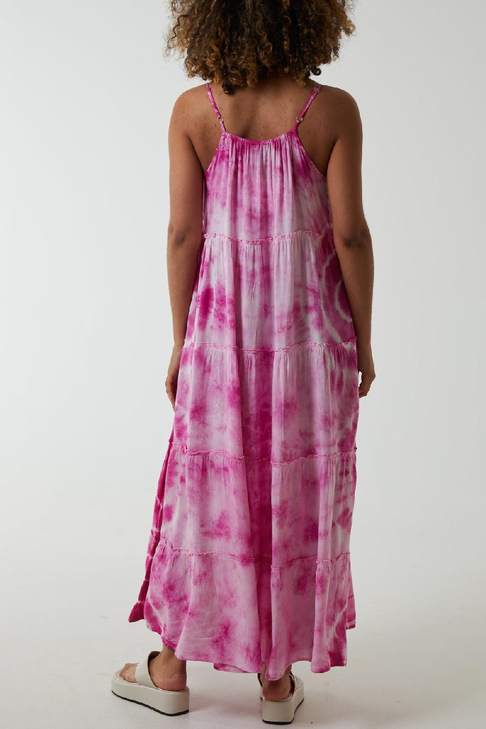 Qed London Tie Dye Strappy Cami Maxi Dress