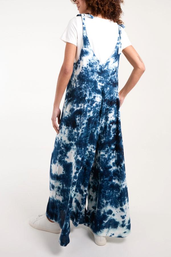 Qed London Tie Dye Wide Leg V-Neck Jumpsuit