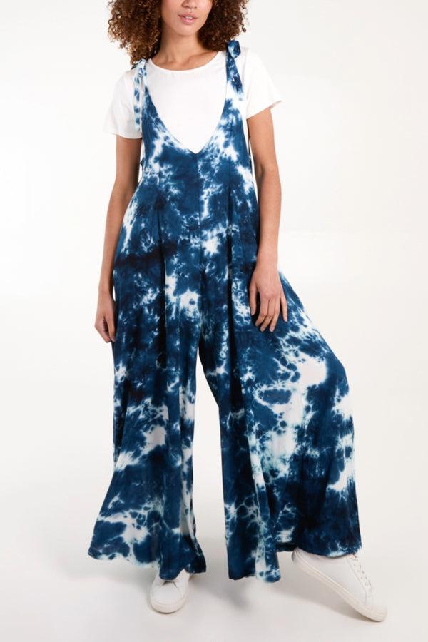 qed london Tie Dye Wide Leg V-Neck Jumpsuit