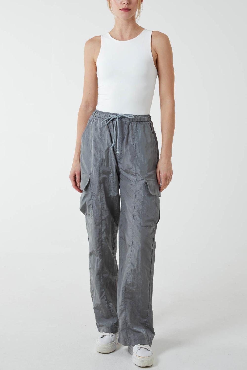 Qed London Tie Waist Parachute Cargo Trousers