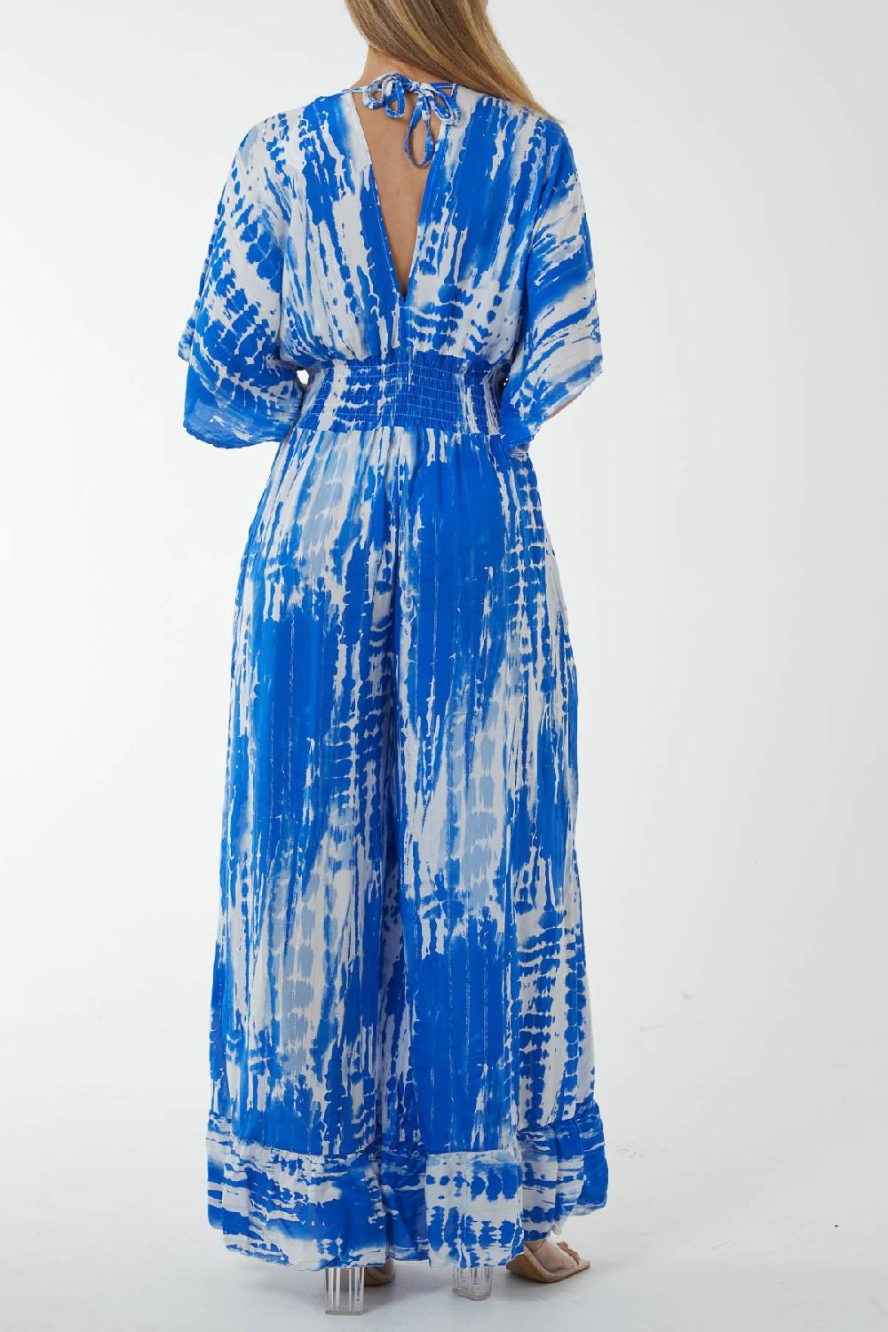 Qed London Tied Back Shirred Bodice Jumpsuit