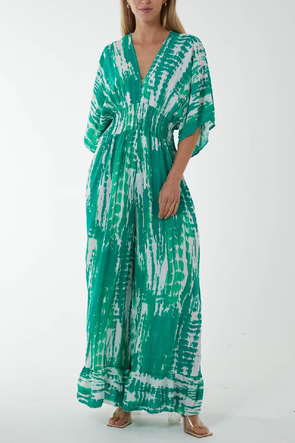 Qed London Tied Back Shirred Bodice Jumpsuit