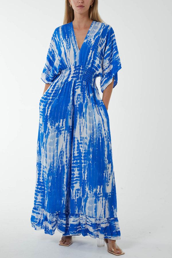 qed london Tied Back Shirred Bodice Jumpsuit