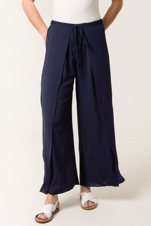 Qed London Tied Front Side Split Trousers