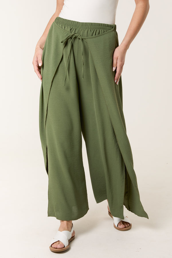 qed london Tied Front Side Split Trousers