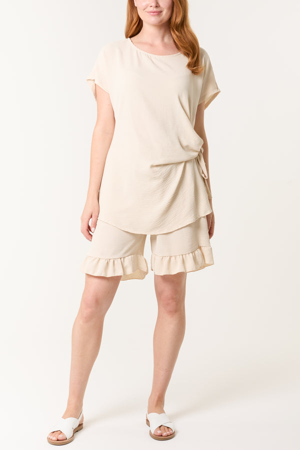 Qed London Tied Front Top & Shorts Co-Ord Set