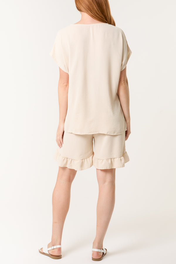 Qed London Tied Front Top & Shorts Co-Ord Set