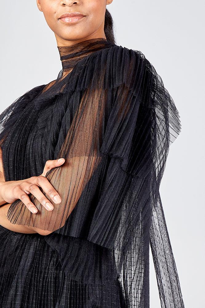 Qed London Tiered Frill Organza Top