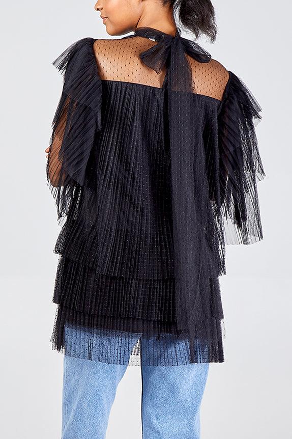 Qed London Tiered Frill Organza Top
