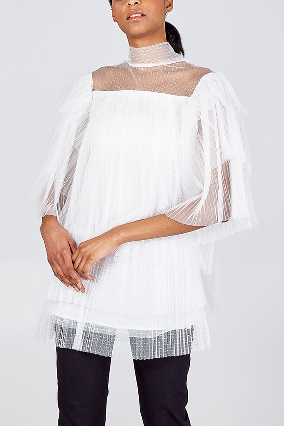 Qed London Tiered Frill Organza Top
