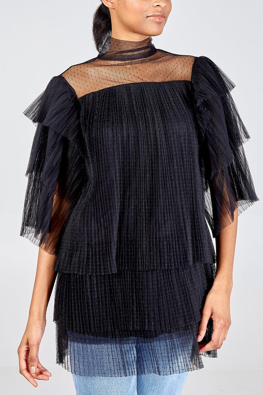qed london Tiered Frill Organza Top