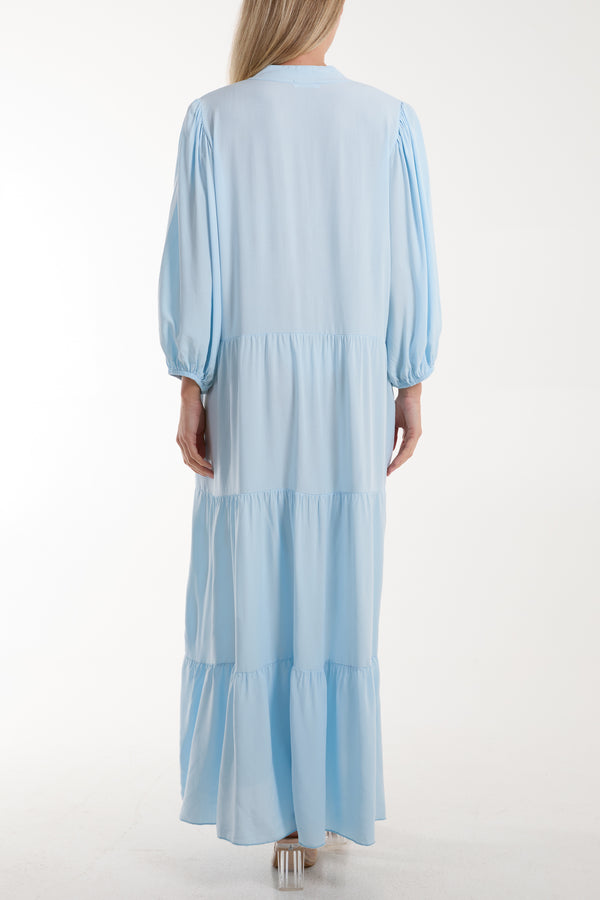 Qed London Tiered Maxi Shirt Dress