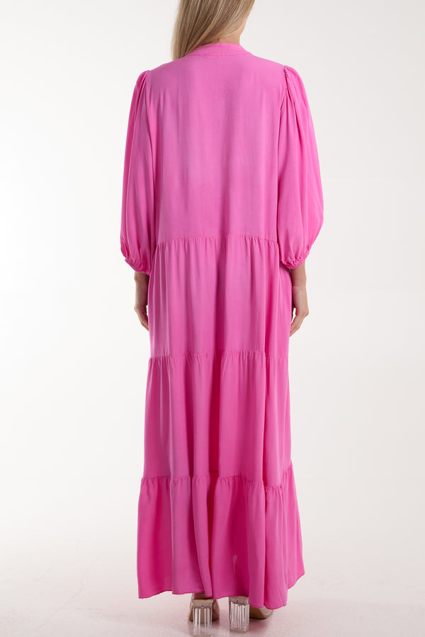 Qed London Tiered Maxi Shirt Dress