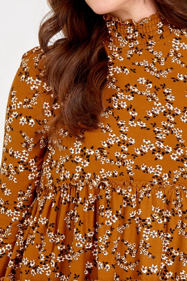 Qed London Tiered Shirring Smock Top