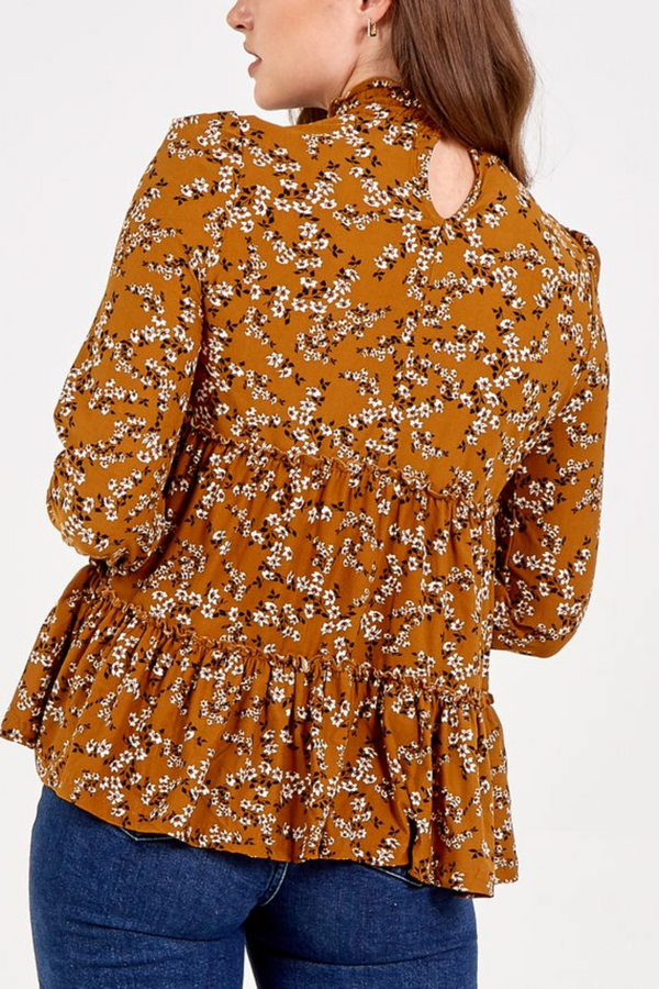 Qed London Tiered Shirring Smock Top