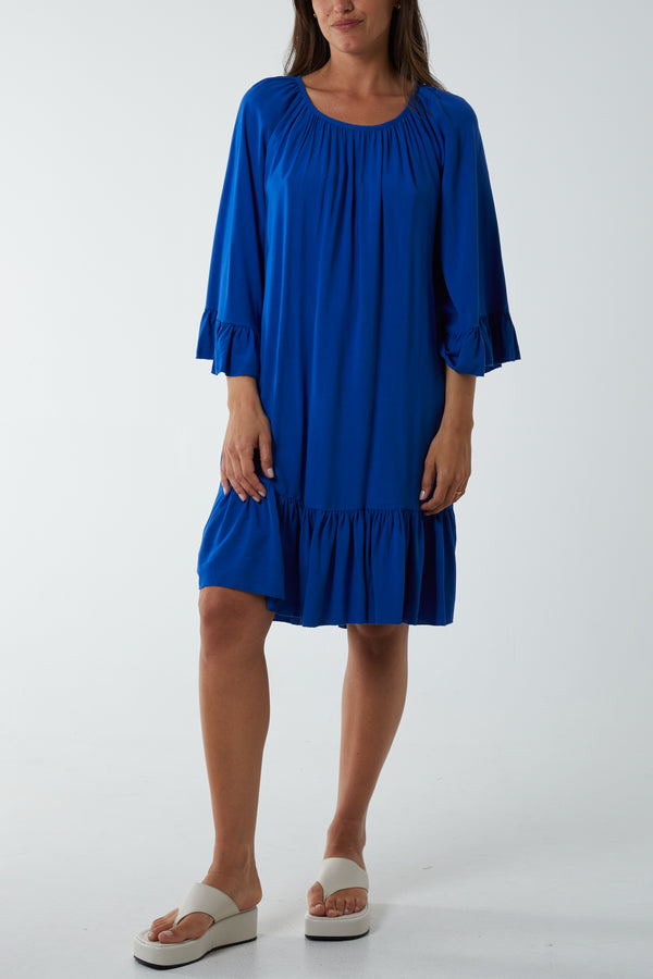 Qed London Tiered Tie Back Midi Dress