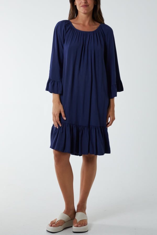 qed london Tiered Tie Back Midi Dress