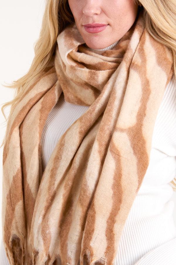 Qed London Tiger Print Tassel Scarf