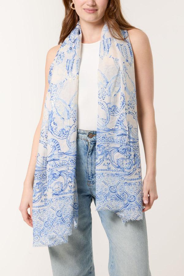 qed london Toile De Jouy Scarf