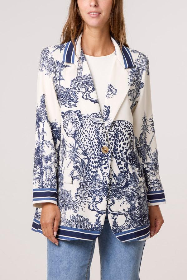 Qed London Toile Du Jouy Long Blazer