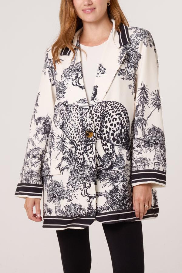 qed london Toile Du Jouy Long Blazer