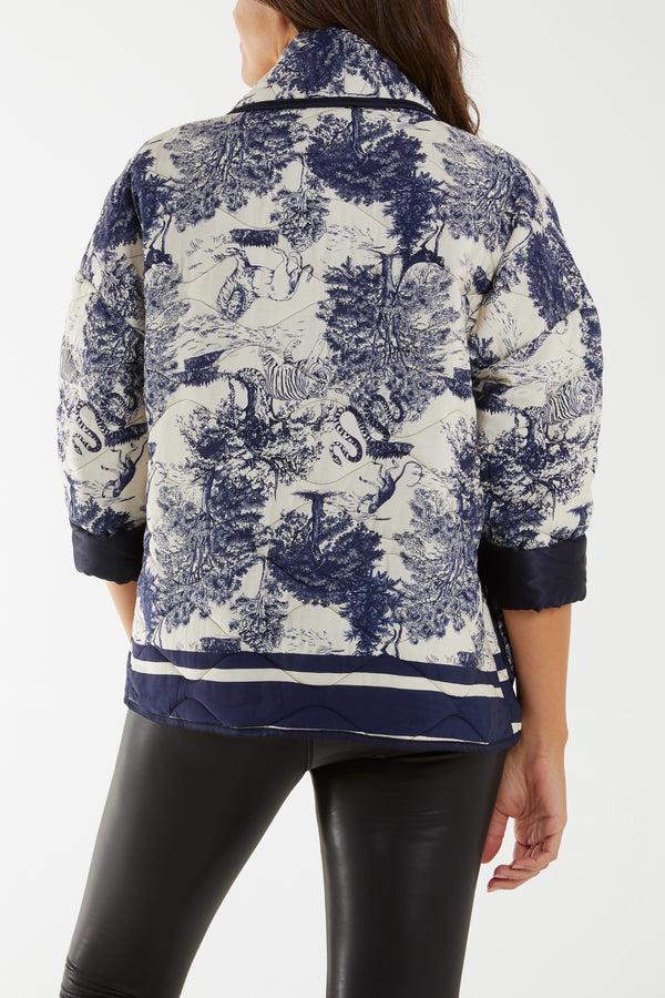 Qed London Toile Du Jouy Quilted Jacket