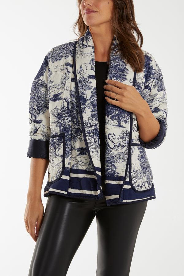 Qed London Toile Du Jouy Quilted Jacket
