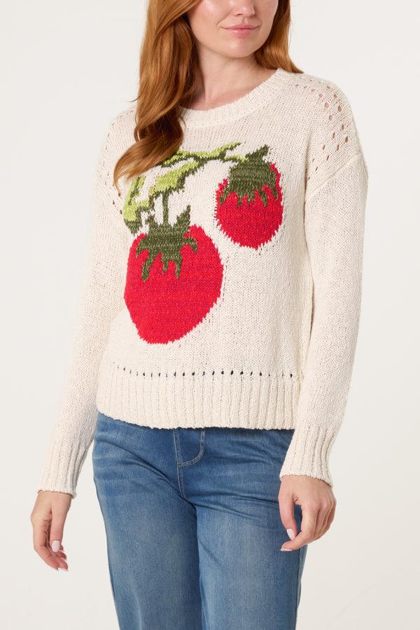 qed london Tomato Cotton Feel Knit Holes Jumper