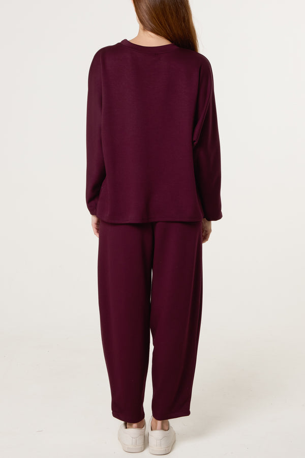 Qed London Top & Front Crease Barrel Trousers Set