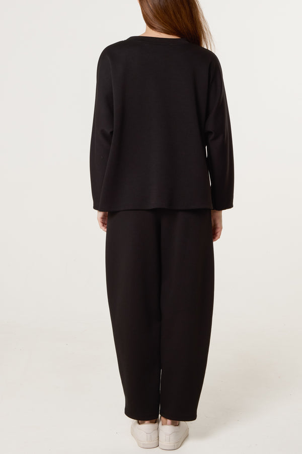 Qed London Top & Front Crease Barrel Trousers Set